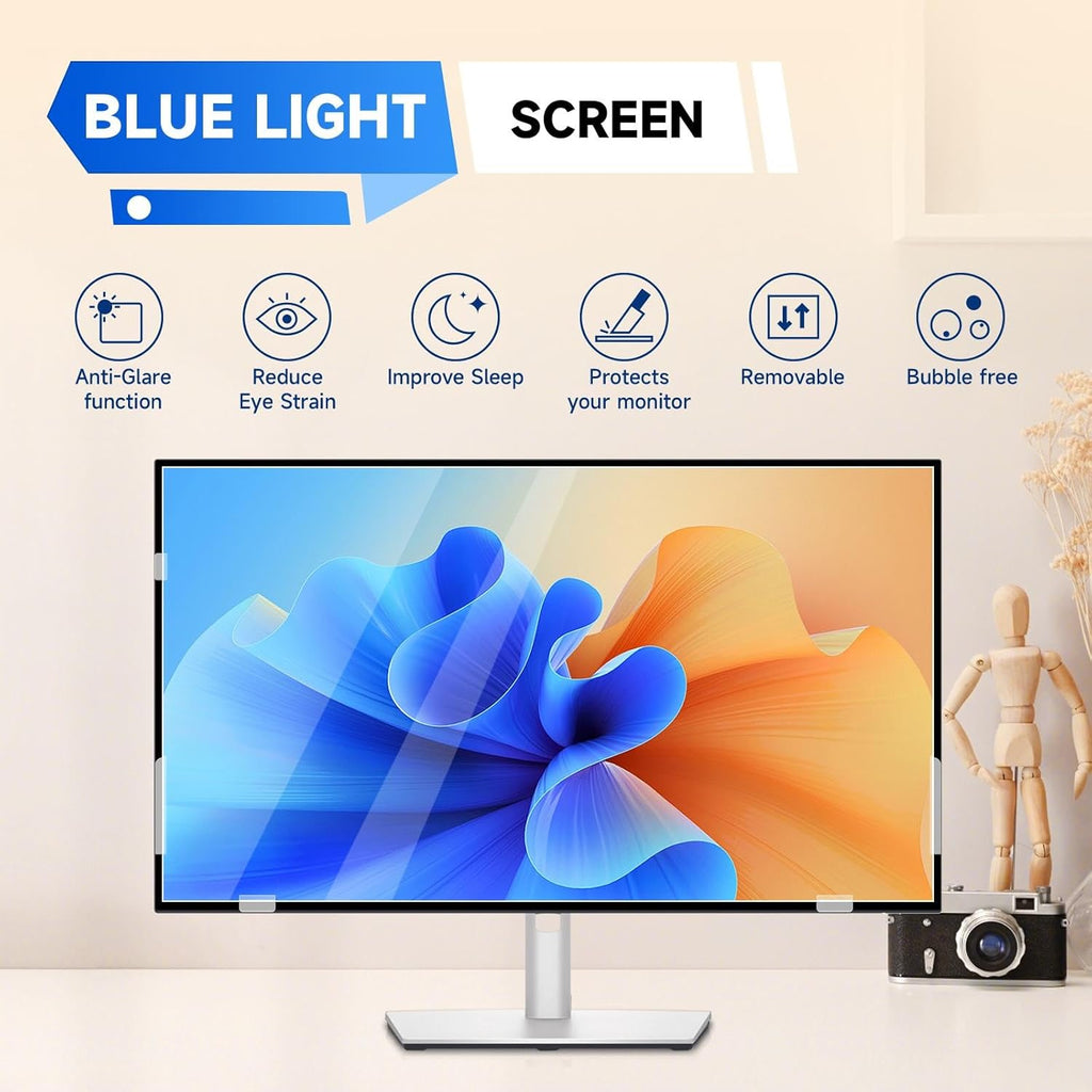 IPROKKO 【2 Pack】 24 inch Anti-Blue Light monitor Screen Protector for 16:9 Widescreen,Removable Anti Glare Blue Light Blocking Screen Filter，LED PC Anti-UV Eye Protection Filter Film