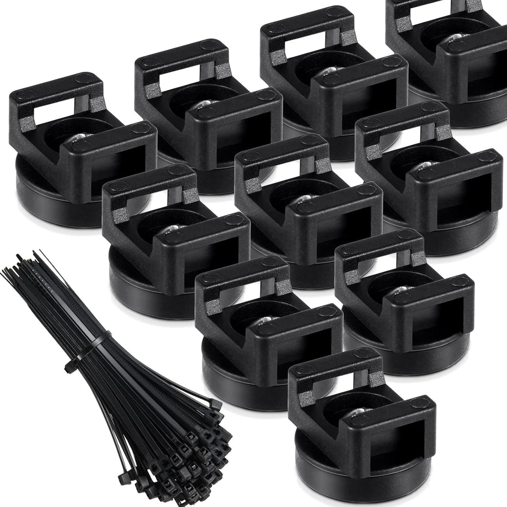 Yookeer 60 Pieces Magnetic Zip Tie Mount Multipurpose Cable Holder Magnets Magnetic Wire Management Bases with Heavy Duty Zip, Mount Nylon Cable Ties in Total (22 mm)