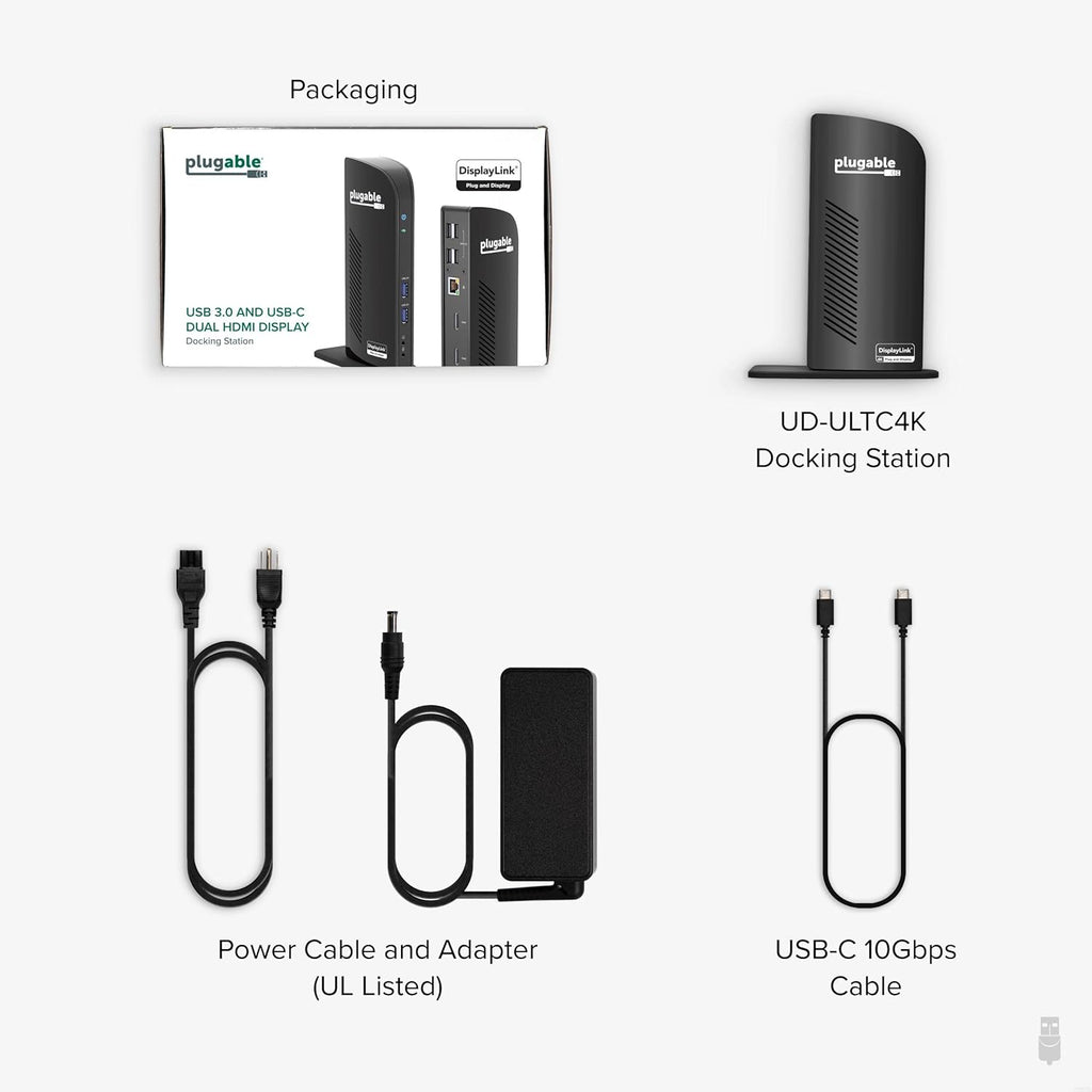 Plugable 13-in-1 USB C Docking Station 4K Triple Monitor with 100W Power Delivery | USB C Dock for Windows, Mac, ChromeOS, Thunderbolt | Driver Required | 3X HDMI and 3X DisplayPort (UD-ULTC4K)