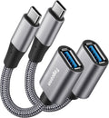 USB-C to USB 3.1 Adapter（2 Pack）, Nylon Braided Type-C OTG Cable USB C Male to USB A 3.0 Female Connector for iPhone 15，iPhone 15 ProMax, Samsung S23 Ultra, MacBook Pro, MacBook Air/Mini, Google Pixel