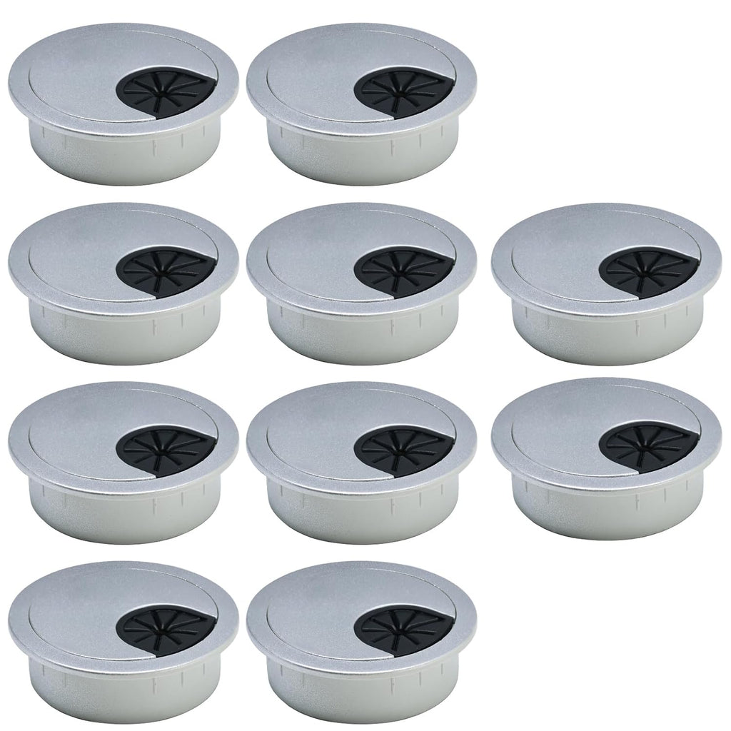 10 Pcs Desk Grommet 2-1/16" / 53 mm, Desk Cord Hole Cover, Cable Grommet ABS Plastic, Desk Hole Grommet for Home & Office Pc, Detachable Cable Cord Organizer-Silver Sand