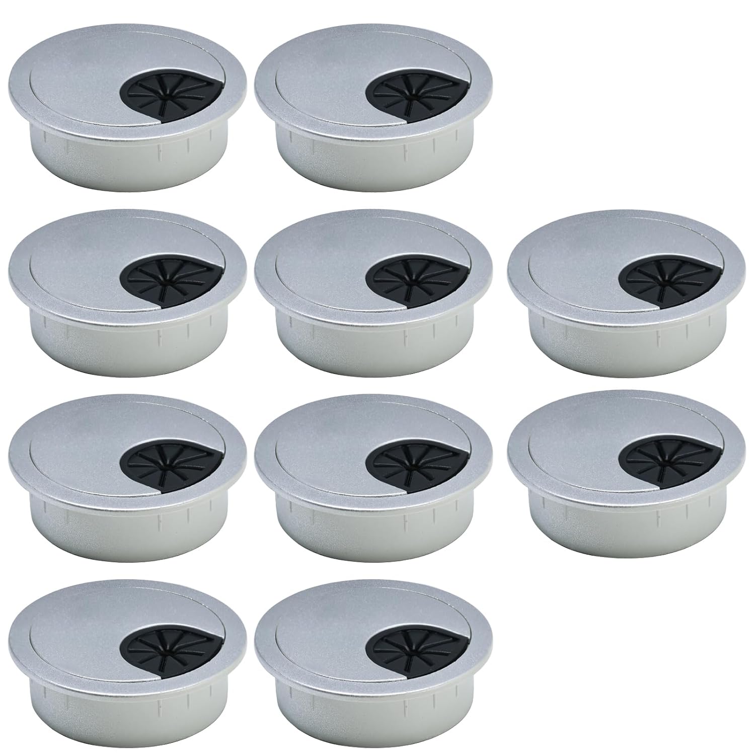 10 Pcs Desk Grommet 2-1/16" / 53 mm, Desk Cord Hole Cover, Cable Grommet ABS Plastic, Desk Hole Grommet for Home & Office Pc, Detachable Cable Cord Organizer-Silver Sand