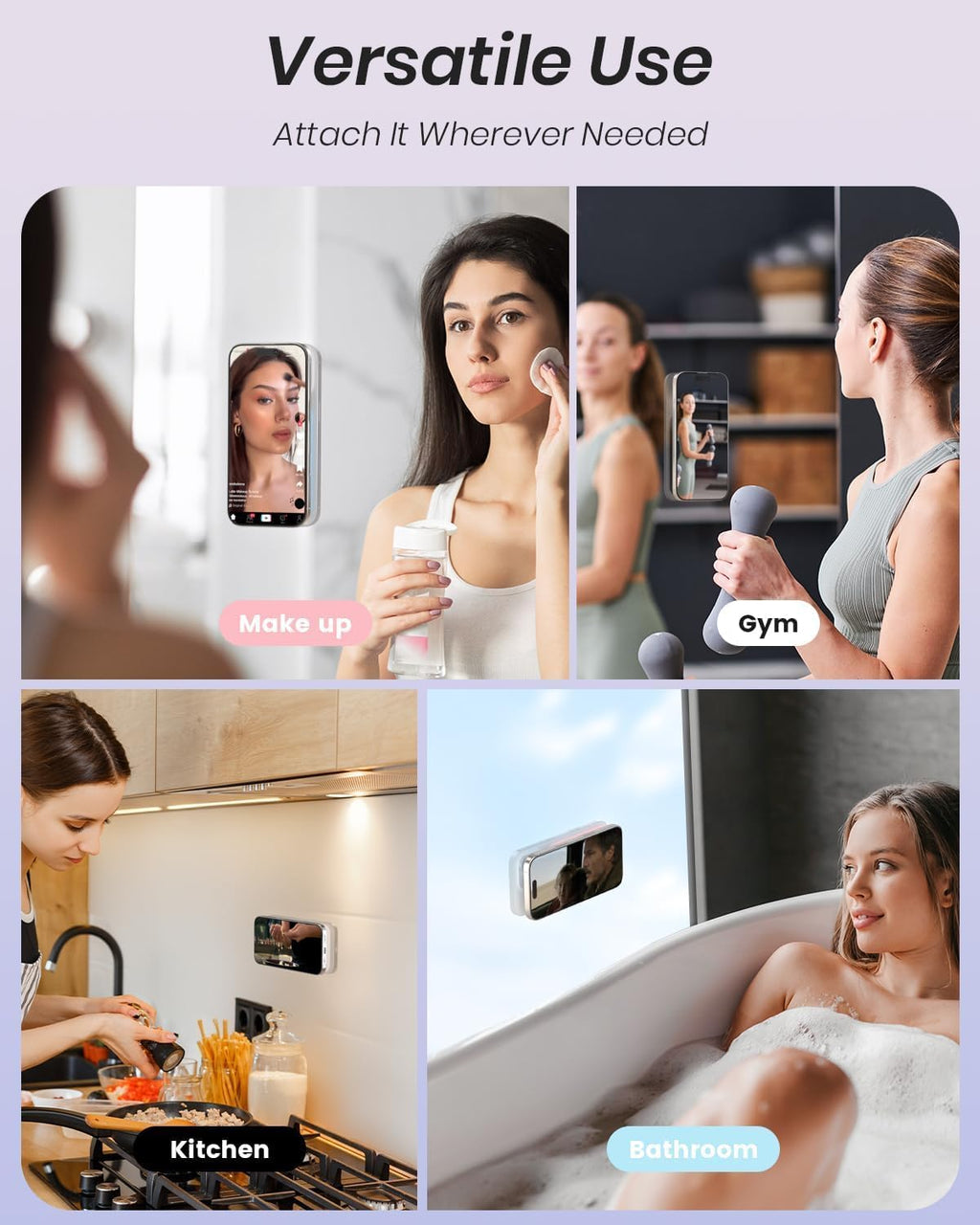 Klearlook 2Pack Magnetic Suction Phone Mount for MagSafe Case, Sticky Phone Grip Holder for iPhone, Removable Hands-Free Selfie/Video for TikTok Influencers, Women Girl Gift, Light Pink & Light Pink