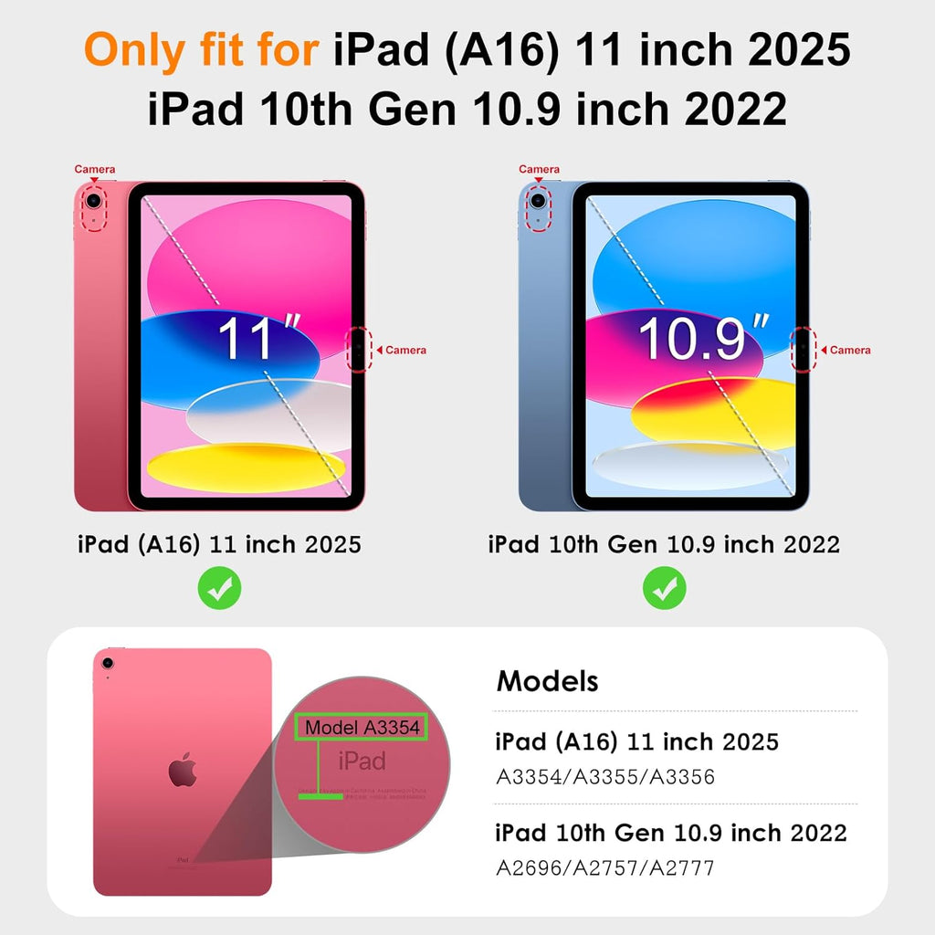 DTTO for iPad 11th (A16,2025)/ 10th Generation (10.9",2022) Case with Keyboard, 7 Colors Backlit Wireless Detachable Keyboard Premium Leather Folio Cover with Pencil Holder & Pocket, Midnight Green