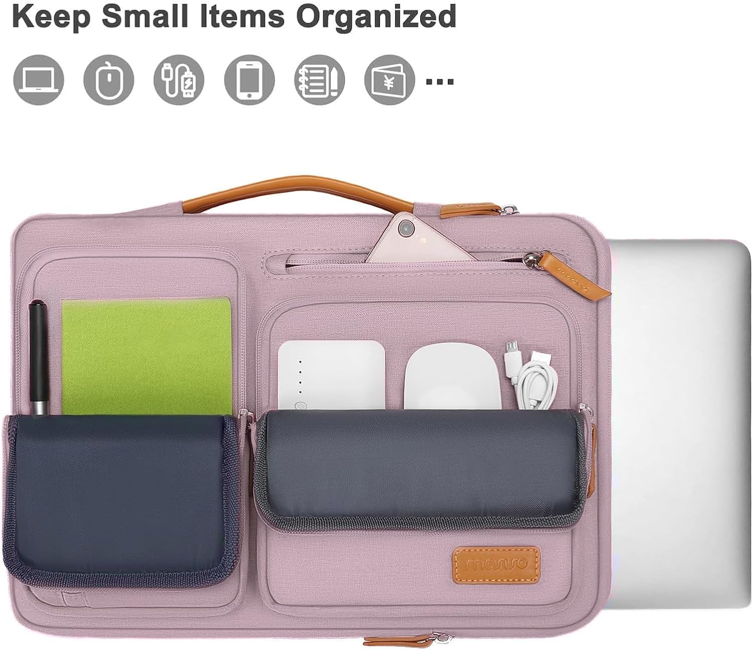 MOSISO 360 Protective Laptop Case 13.3 inch, 13-13.3 inch Laptop Sleeve Compatible with MacBook Air/Pro 13 / Pro 14,HP Dell Acer ASUS,Side Open Carrying Case with 4 Zipper Pockets&Handle, Pastel Pink
