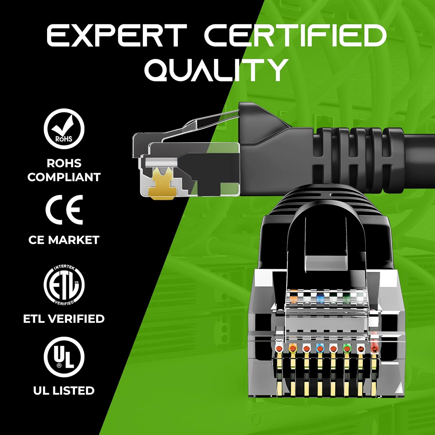GEARIT 24-Pack, Cat5e Ethernet Patch Cable 1 Foot - Snagless RJ45 Computer LAN Network Cord, Black