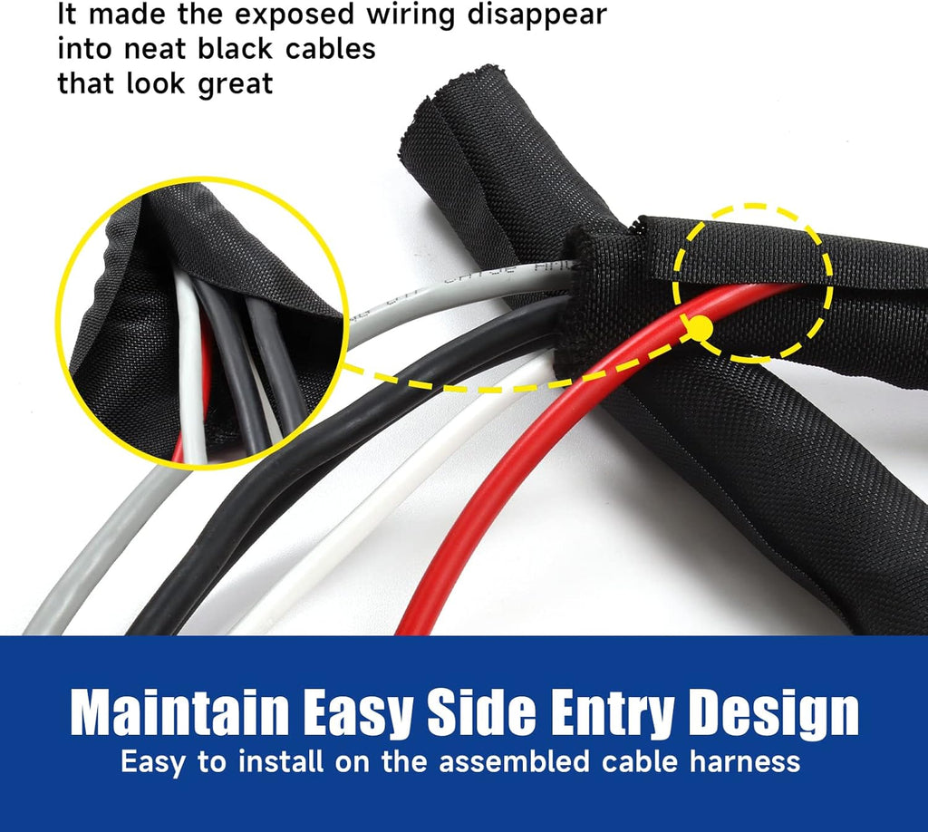 Braided Wire Loom Mesh Woven Flexible Split Sleeving Black Cord Tube for Car/Electronics Cable Wiring Harness Protection Cover (1/2" - 36 Feet)