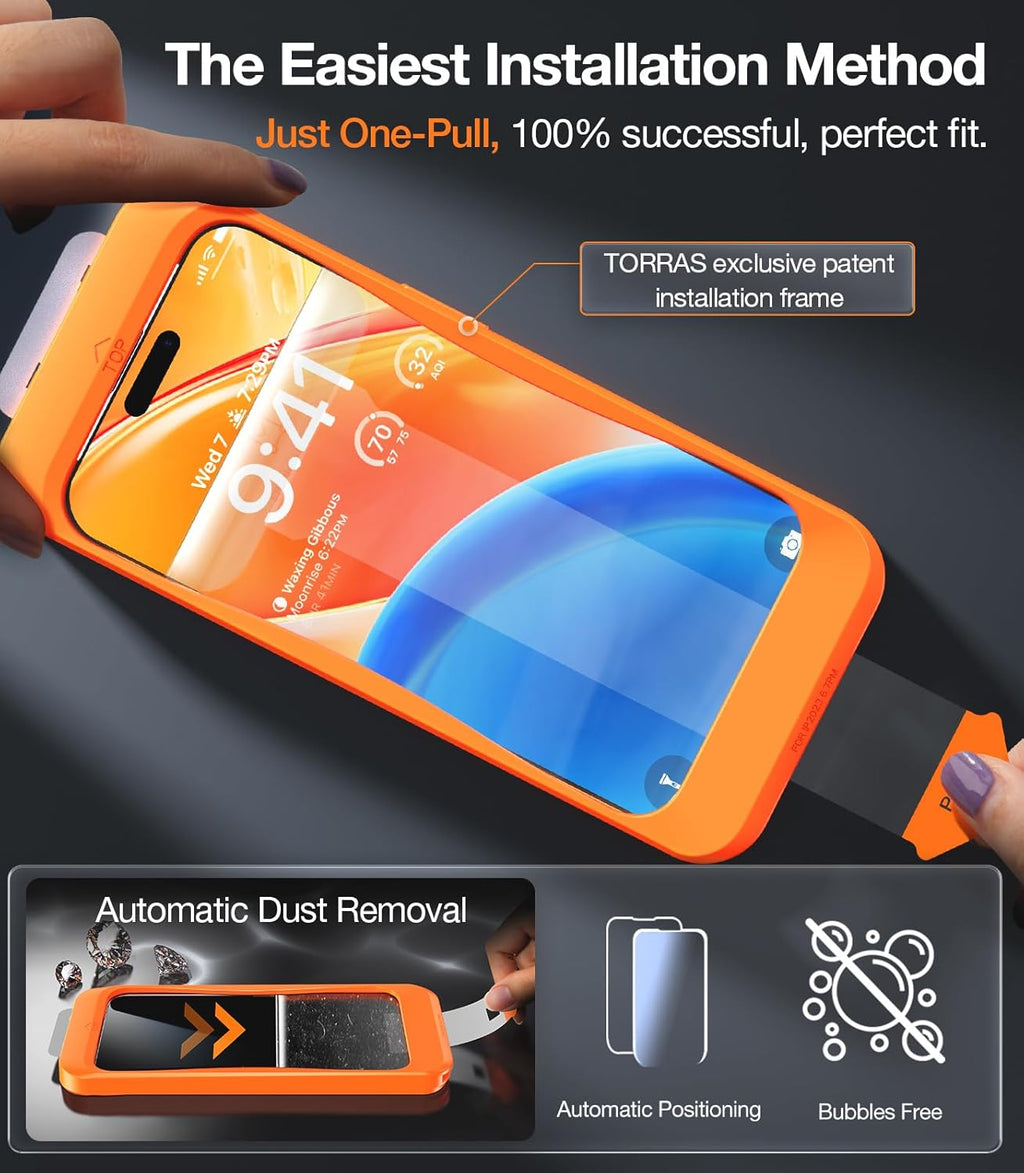TORRAS Top-Notch Diamond Shield for iPhone 13/ 13 Pro/ 14 Screen Protector [9H+ Durable Military-Grade Protection] Bubble Free Aerospace Grade Full Coverage Screen Protector iPhone 13 Pro Tempered