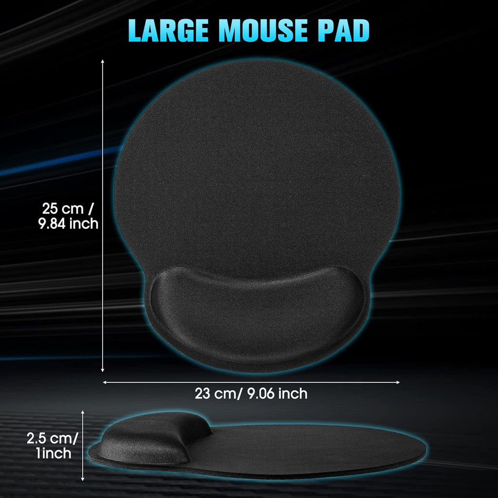 Yunsailing 8 Pack Ergonomic Mouse Pad with Wrist Rest Support Gel Memory Foam Mouse Pad Comfortable Computer Mouse Pad for Laptop Pain Relief Mousepad for Laptop, Computer, Gaming (Solid Black Style)