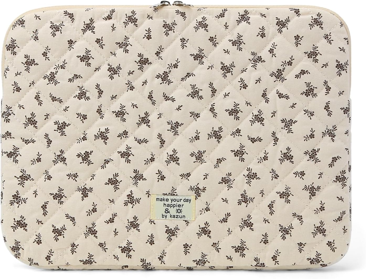 Puffy Laptop Sleeve 13-15.6 Inch Cute Quilted Laptop Protective Case Padded Floral Computer Sleeve for MacBook (A-Black, 11 Inch)