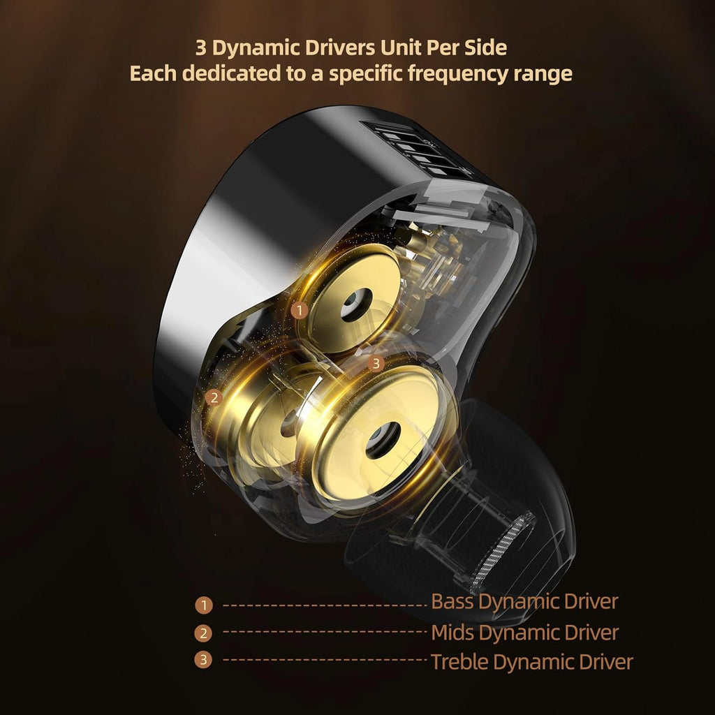 KZ Vader Pro in-Ear Monitors Gaming Earbuds, Triple Dynamic Driver IEM with 4 Tuning Switches, Clarity in All Frequency Stereo Sound Comfortable Noise Isolating Earphones for Stage and Studio (MIC)