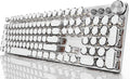 EWEADN Typewriter Style Mechanical Gaming Keyboard, Wired Mechanical Keyboards,104 Keys Backlit LED Keyboards, Media Control Knob, Wired Computer Keyboard Pink Switch for Windows/Mac/PC-White
