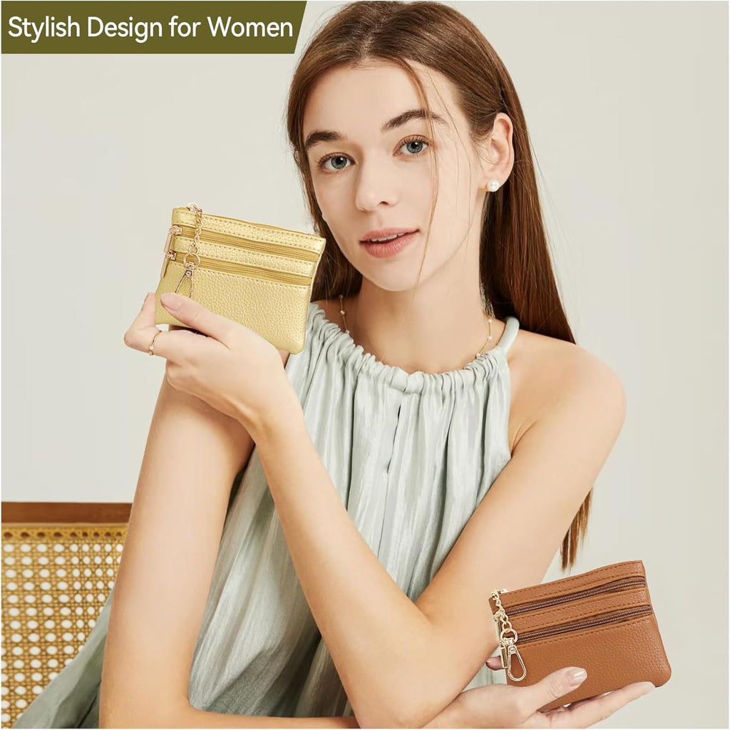 Clip and Go Strap for Phone Gold Metal Chain with Brown Purse Wallet Crossbody Phone Lanyard for Women with Cell Phone Stand Holder 2 Patches Tether Adjustable Anti Theft for iPhone 16 15 All Phones