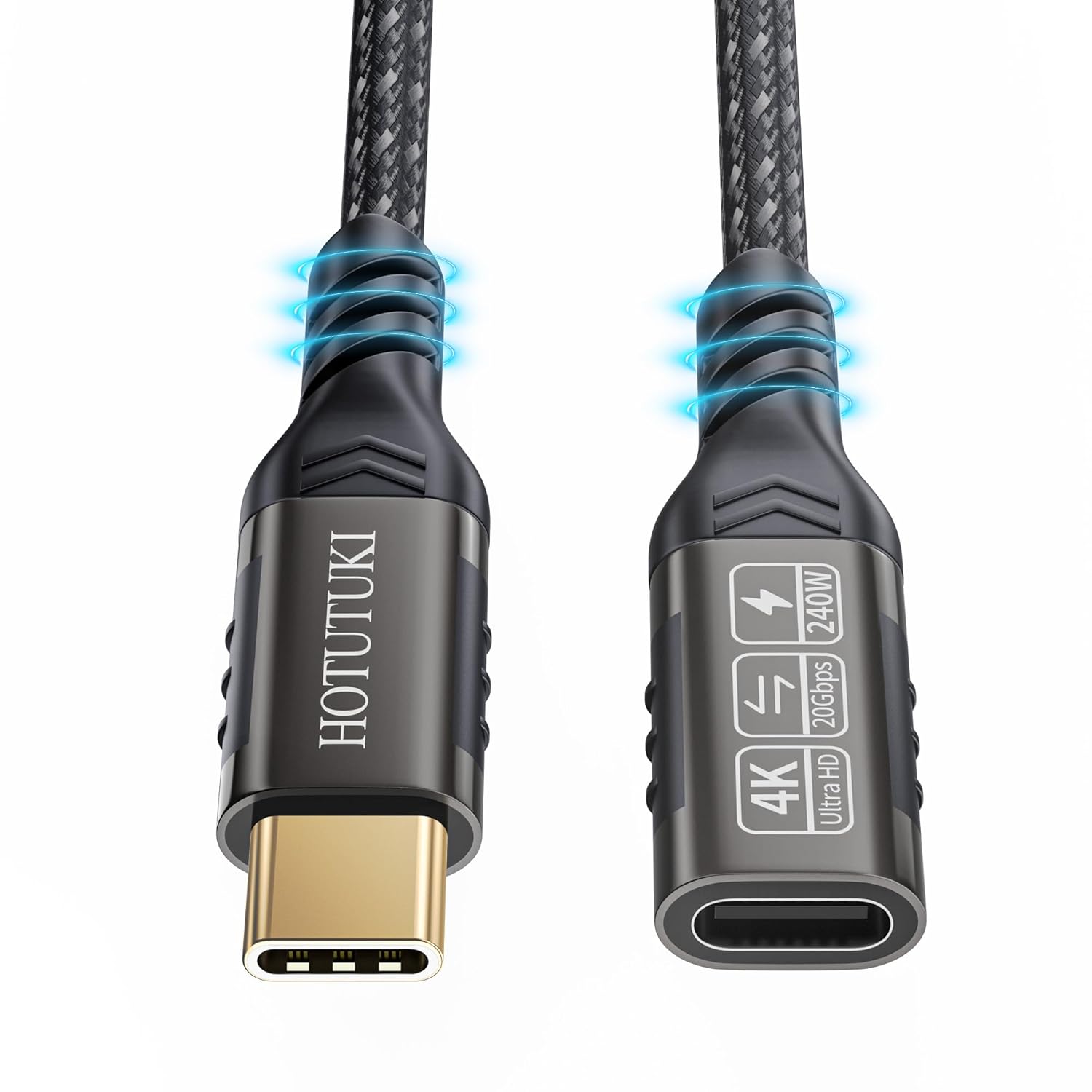 usb c extension cable short(0.8ft/0.25M),240W PD Fast Charging 20 Gbps USB 3.2 Gen 2 Data 4K ,usb c cable for usb male and female, Compatible with laptop, docking station, cell phone cord extension