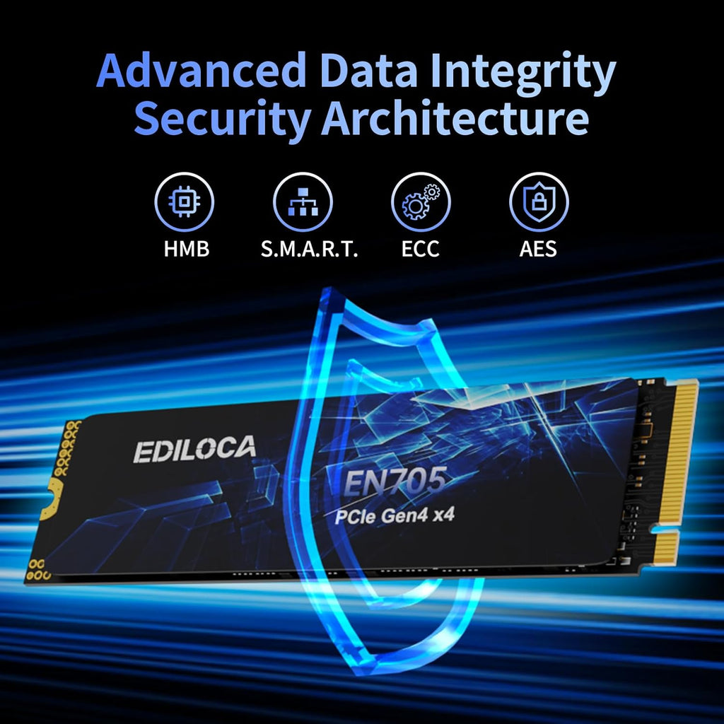 1TB SSD NVMe M.2 2280 PCIe Gen4 x4 Internal Solid State Drive - Up to 5000MB/s, 1TB SSD PS5 Dynamic SLC Cache, PS5 Compatible for Gaming PC Laptop(EN705)