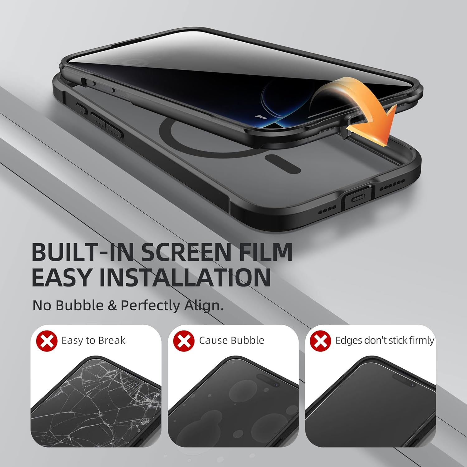 BERFY Magnetic for iPhone 16 Pro Max Case, Compatible with MagSafe, Built-in Privacy Screen Protector and Upgraded Camera Protection,Anti-Spy Full Body Shockproof Phone Case for 16 Pro Max 6.9", Black