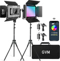 GVM RGB LED Video Light with Bluetooth Control, 60W Photography Studio Lighting Kit with Stands, 2-Packs 880RS Dimmable Led Panel Light for YouTube, Streaming, Gaming, 8 Applicable Scenes, CRI97