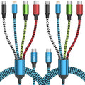 Travel Dual Type-C 4 in 1 Charging Cable, USB C Multi Charging Cable Multi Charging Cable for Multiple Devices, Phone Charging Cable Adapter 2 USB-C/IP/Micro Port for Phones Tablets Galaxy PS & More