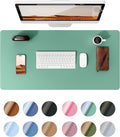 YSAGi Leather Desk Protector, Office Mat, Large Mouse Mat, Non-Slip PU Leather Blotter, Laptop Desk, Waterproof Writing Pad for Office and Home (Green-Blue, 35.4" x 17")