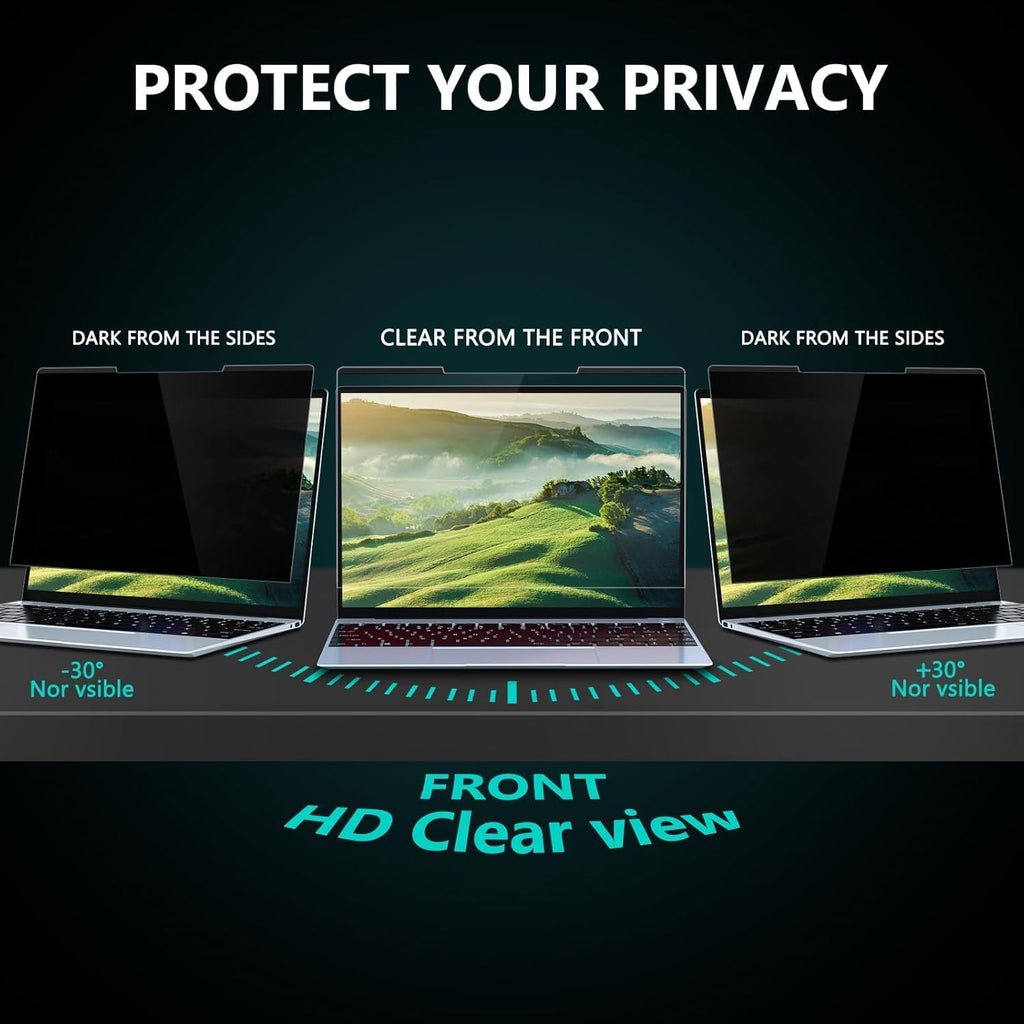 FILMEXT Magnetic Laptop privacy screen 14 inch for 16:9 Widedisplay, Removable Laptop Privacy Screen Shield Anti Glare Blue Light Filter for HP/Dell/Acer/Lenovo/Asus