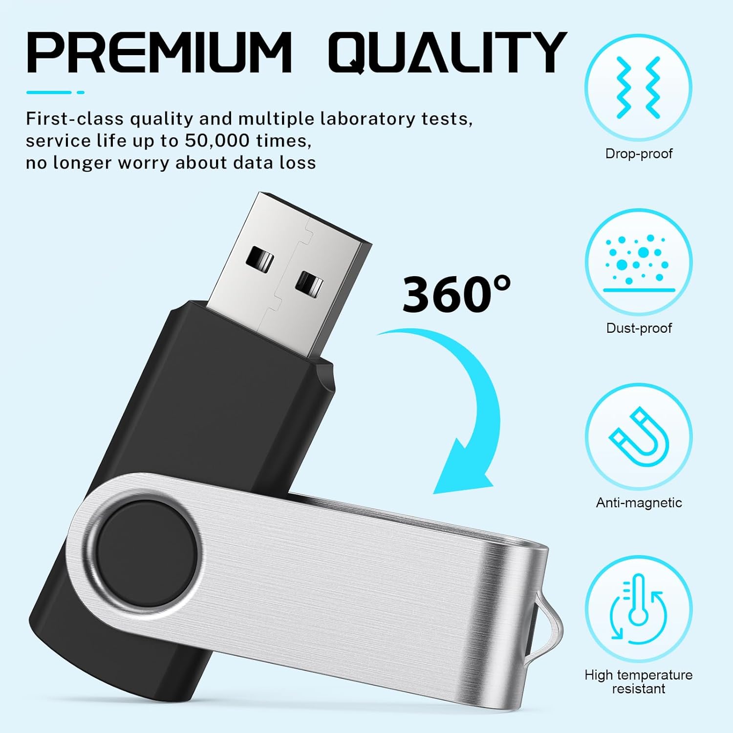 FEBNISCTE Memory Stick 1GB USB Flash Drive Bulk 10 Pack - Bulk 1 GB USB 2.0 Stick Pendrive Multi-Coloured Thumb Drive - Swivel USB-Key Value Data Storage Jump Drive with 10pcs Ropes