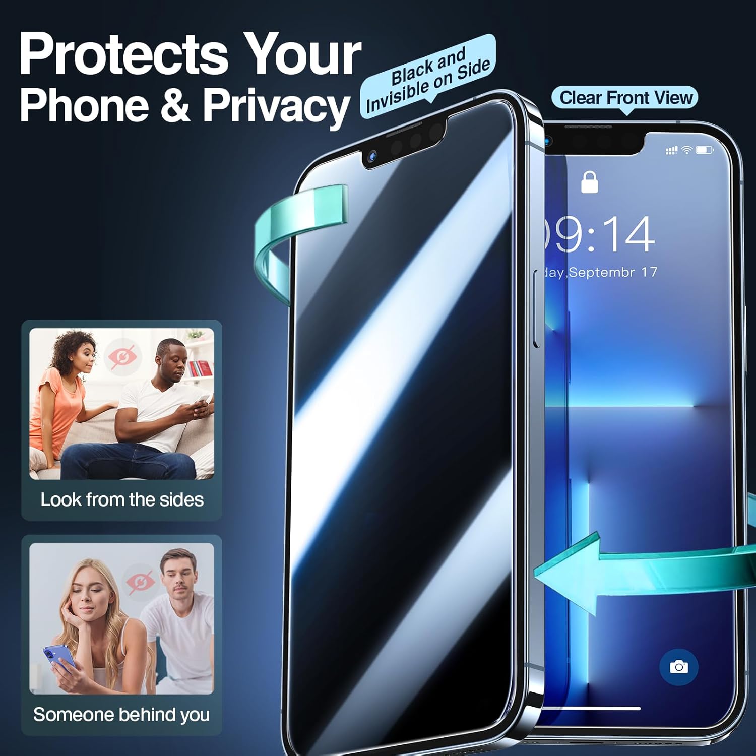SMARTDEVIL 2PACK Privacy Screen Protector for iPhone 13 Pro Max/14 Plus 6.7inch Shatterproof Tempered Glass [True 28°Anti Spy] [9H Hardness] [Auto Dust-Elimination Install], [Bubble Free]