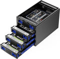 Hybrid 2*2.5/3.5" SATA HDD/SSD+6* M / B+M Key M.2 NVMe Enclosure with Cooling Fan and USB A/C 3.2 Gen 2, Hard Drive Enclosure Support 92TB(2*22TB HDD+6*8TB 2230/2242/2260/2280/22110 SSDs)