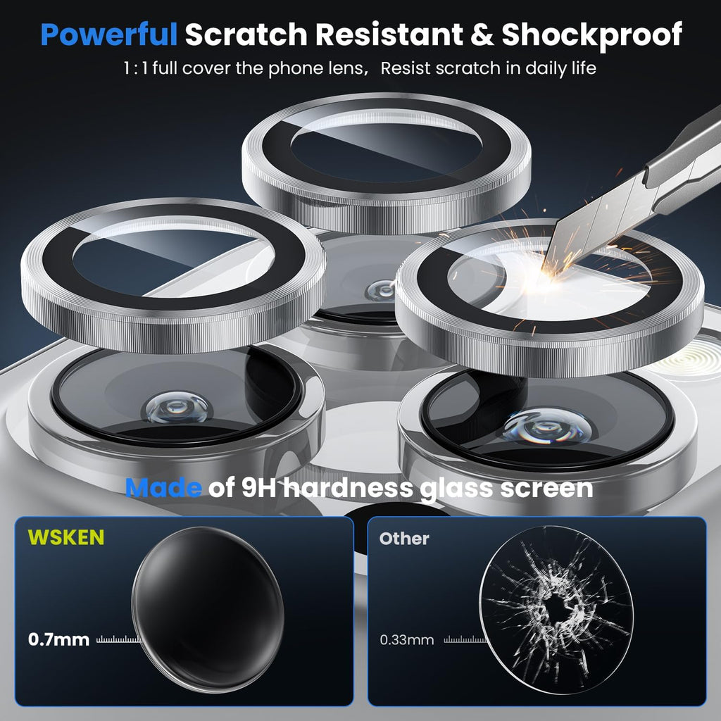 WSKEN for iPhone 16 Pro/iPhone 16 Pro Max Camera Lens Protector - [Original Shooting Model] Shatterproof Ultra HD Tempered Metal Glass Camera Screen Protector Cover Film Accessories
