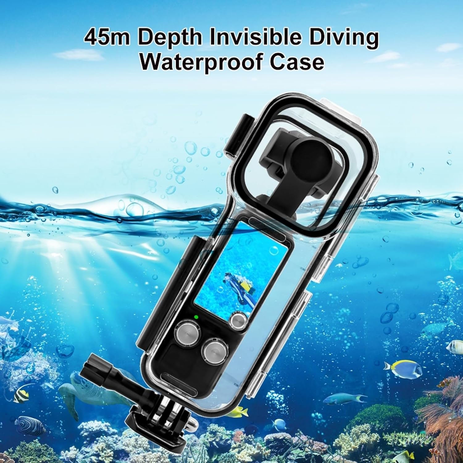 PULUZ 45M/147FT Diving Case for DJI Osmo Pocket 3 Underwater Waterproof Case Housing Shell for Osmo Pocket 3 Action Camera Protective Cover Accessories for Diving Surfing Swimming Skiing