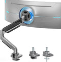 ARES WING Ultrawide Single Monitor Arm, Heavy Duty Monitor Mount for 13"-45" Curved Screens, Adjustable Stand for Desk with C-clamp & Grommet Base up to 40 LBS, Gray