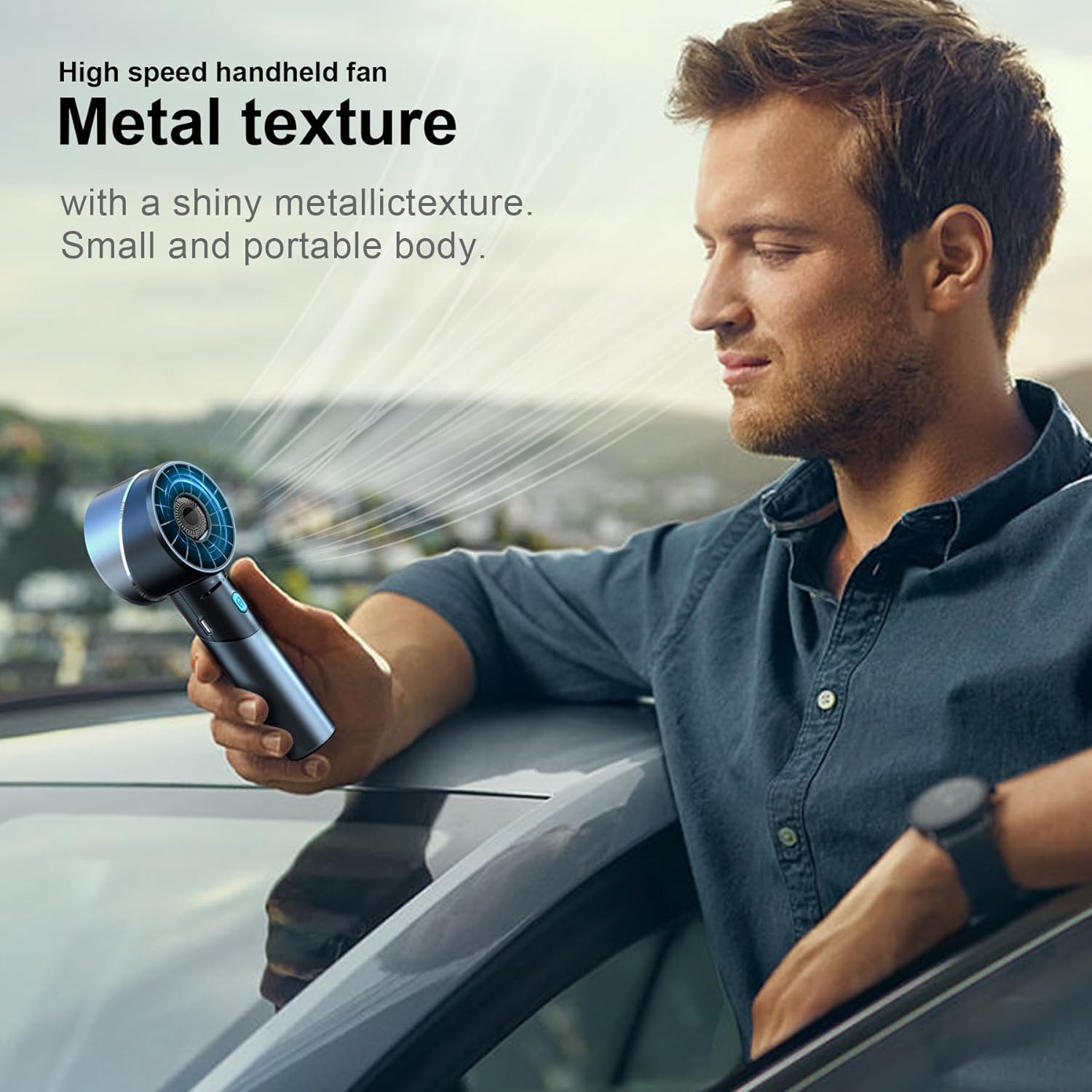 Handheld Fan, Mini Small Portable Turbo Fan, Rechargeable with 4 High Speeds Personal Fans, Max 16H Runtime, For Travel, Office, Outdoor - Grey