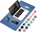 YSAGi Dual-Sided Laptop Desk Mat, 31.5" x 15.7", Waterproof Leather Writing Pad for Office and Home (Azure Blue+Green)