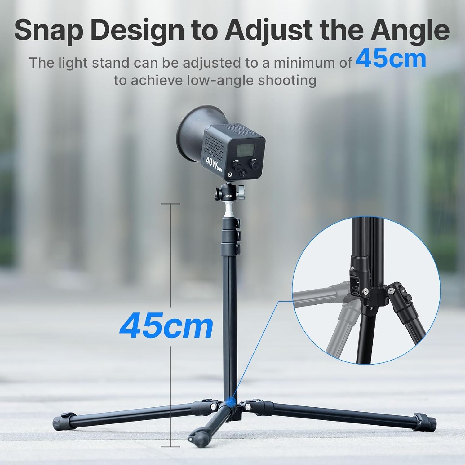 ULANZI Black Aluminum Light Stand, 6.32ft Extendable Tripod for Strobe Lights, Webcams, Cameras & Softboxes