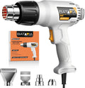 Heat Gun - BATAVIA Dual Protection Fuses 1800W Heavy Duty Fast Heat Hot Air Gun with 752℉&1112℉ Dual-Temperature Settings and 4 Nozzles with Overheat Protection for Crafts, Vinyl Wrap, Shrink Tubing