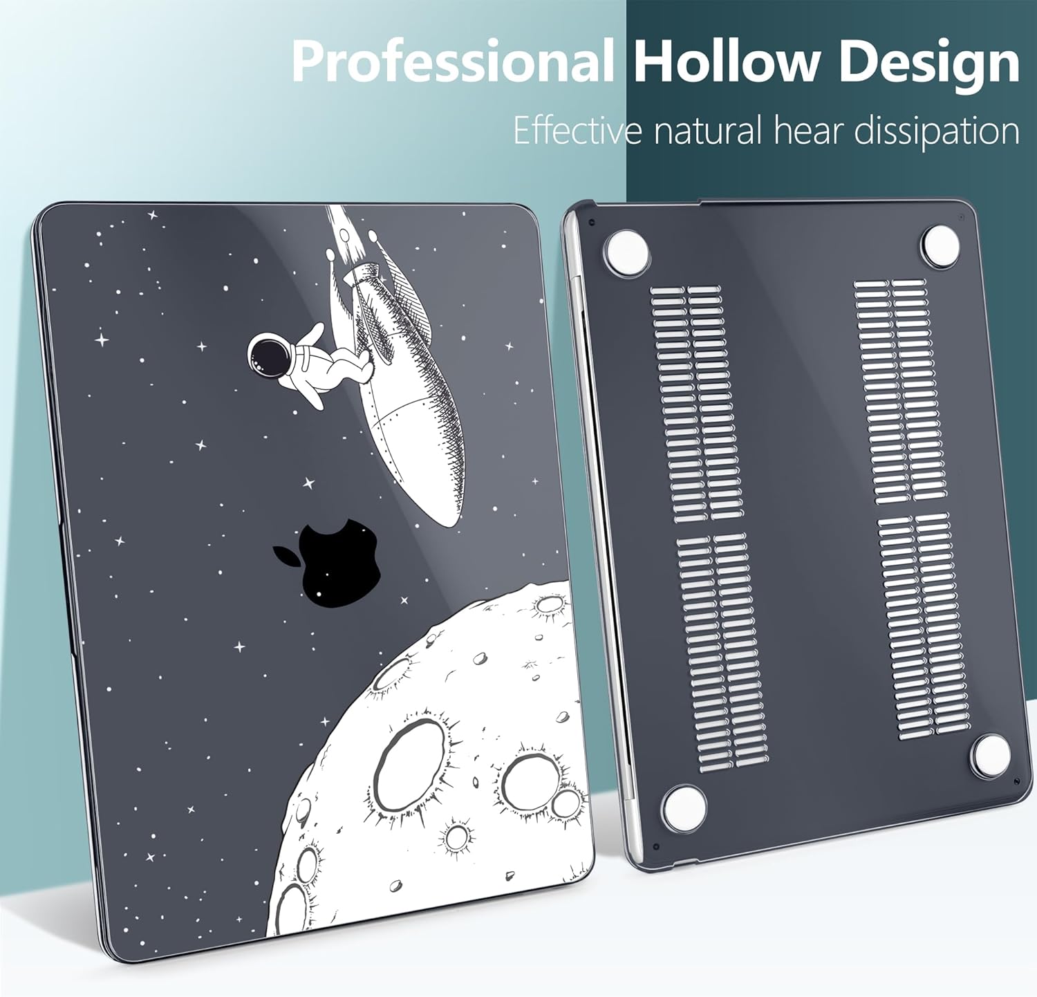 TWOLSKOO Compatible with M4 MacBook Air 15 inch Case 2025-2023 Released Model M4 A3241 M3 A3114 M2 A2941, Plastic Hard Shell & Screen Protector & Keyboard Cover & Type C Adapter, Flying Astronauts