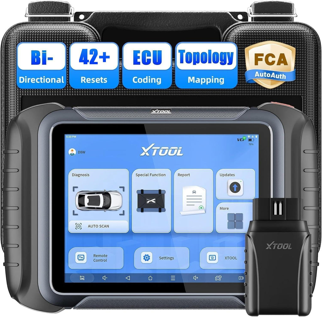 XTOOL D8W OBD2 Scanner Diagnostic Tool Wireless Bidirectional Scan Tool with Topology, ECU Coding, 42 Reset, Active Tests, Crankshaft Relearn, All System PMI, CANFD/DoIP FCA, 3-Yr Update
