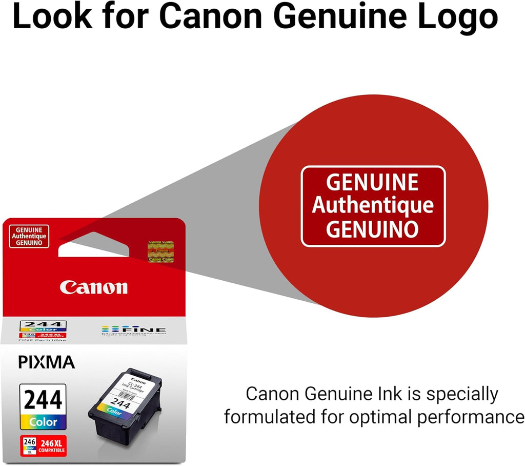 Canon CL-244 Genuine Color Ink Cartridge, Compatible with iP2820, MX492, MG2420/2520/2920/2922/2924/3020/2525, TS3120/302/302a/202/4520/3320