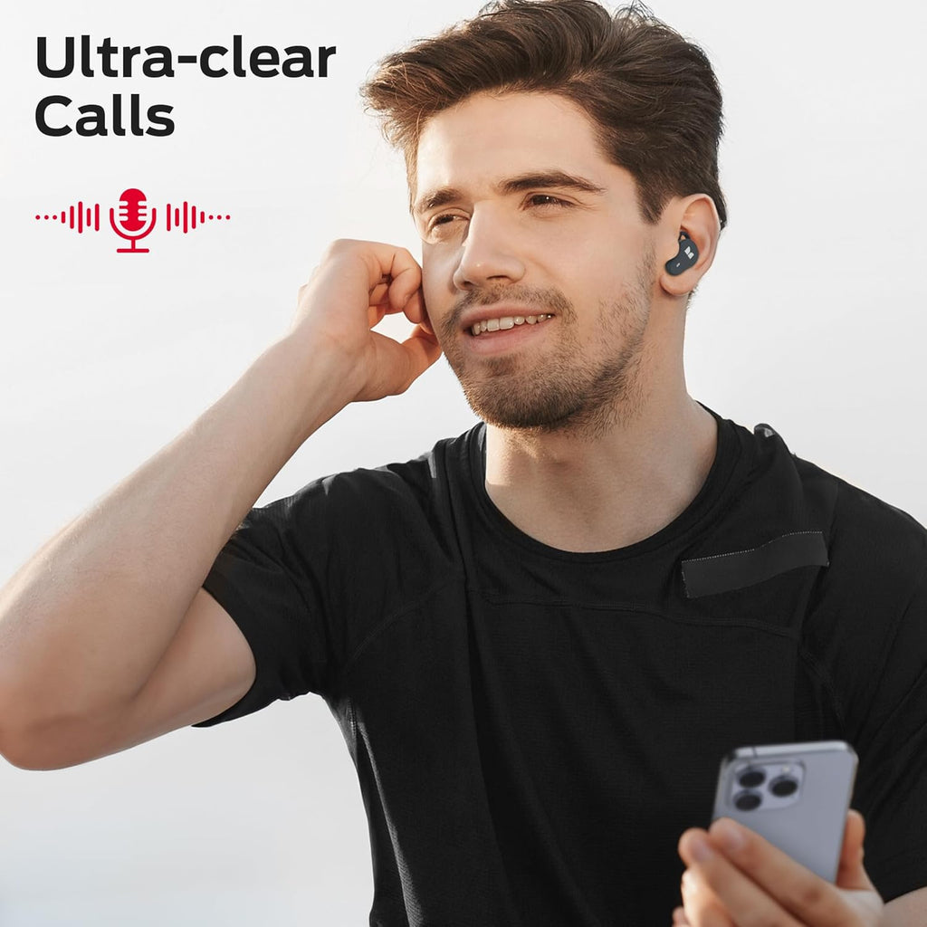 Monster N-Lite 210 Wireless Earbuds, Bluetooth 5.4 in-Ear Stereo Headphones, Built-in Mic for Crystal Clear Call, 32H Playtime, Type-C Charging, Waterproof in-Ear Ear Buds Earphones for Sports, Grey