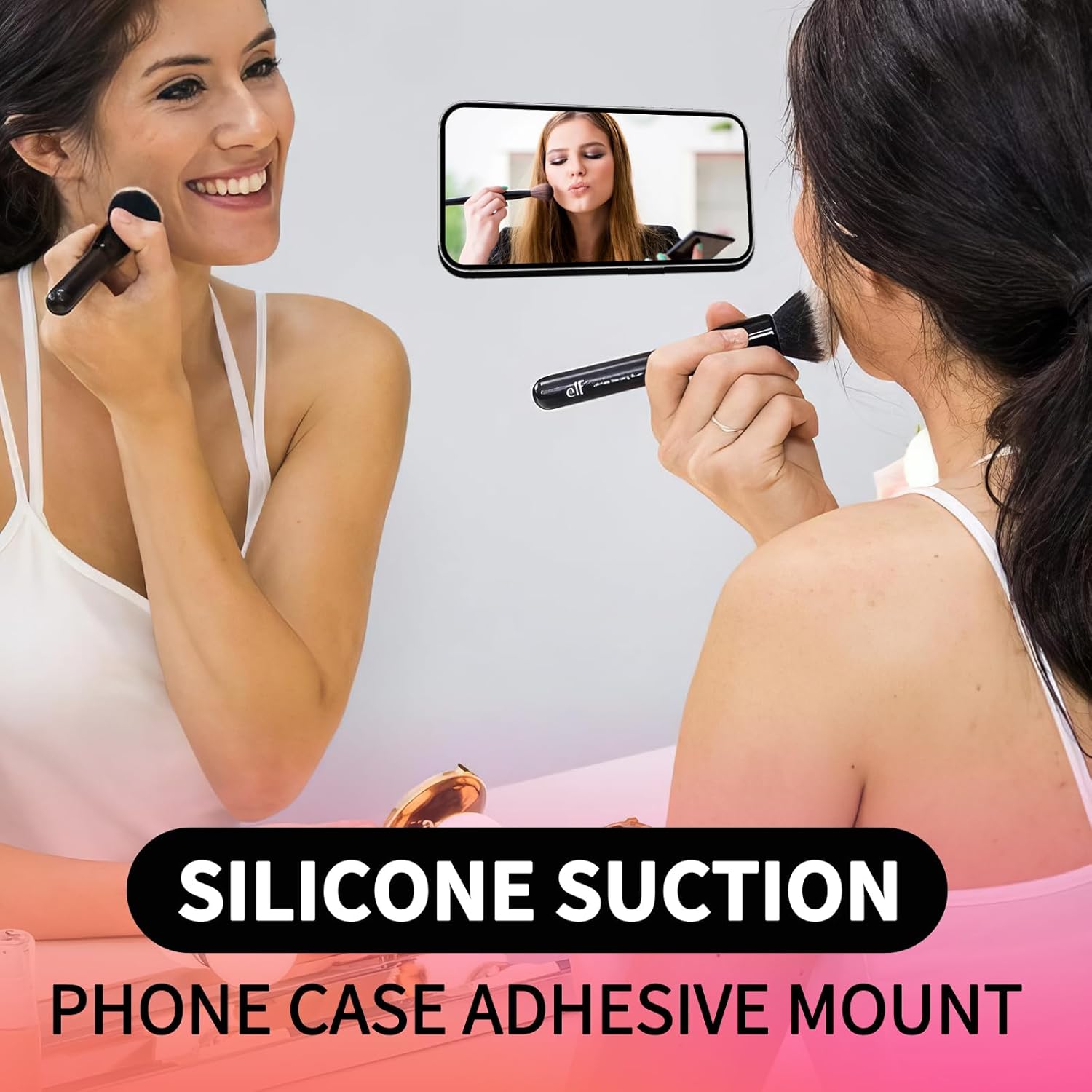 ZYCCER Double Sided Silicone Suction Phone Holder Mount,Compatible with iPhone and Android Cases Hands-Free Mirror Shower Phone Mount Strong Grip Holder (Orenge, Single Sided 1PCS)