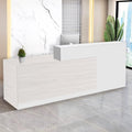 Reception Desk with Counter Modern Checkout Counter with Lockable Drawer Keyboard Tray Receptionist Desk for Office Salon Reception Table R Left 63inch/160cm