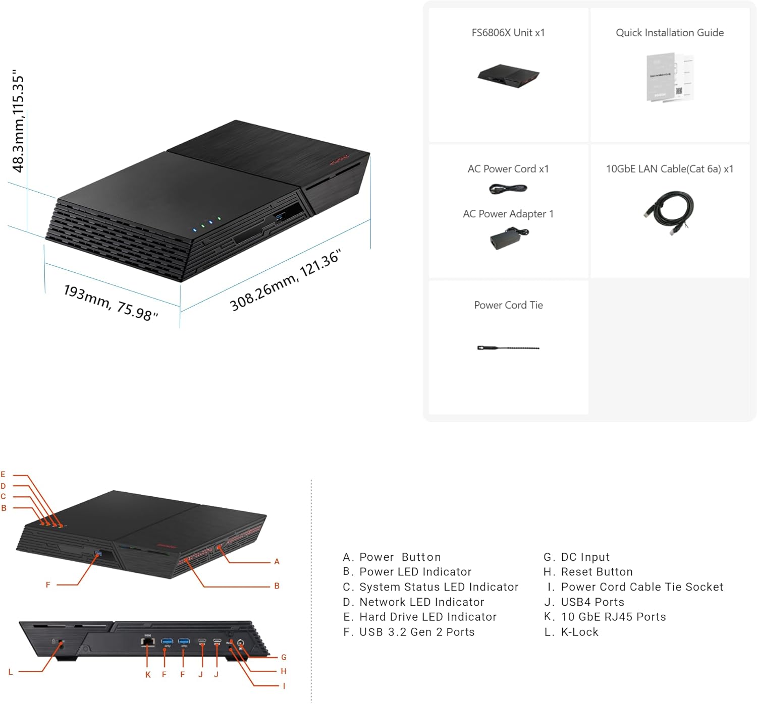 Asustor FLASHSTOR 6 Gen2 FS6806X, 6 Bay All M.2 SSD NAS, AMD Ryzen Quad-Core 2.3GHz, 8GB RAM DDR5, 10GbE Port, USB4 Type-C, Network Attached Storage for Video & Content Creators (Diskless)