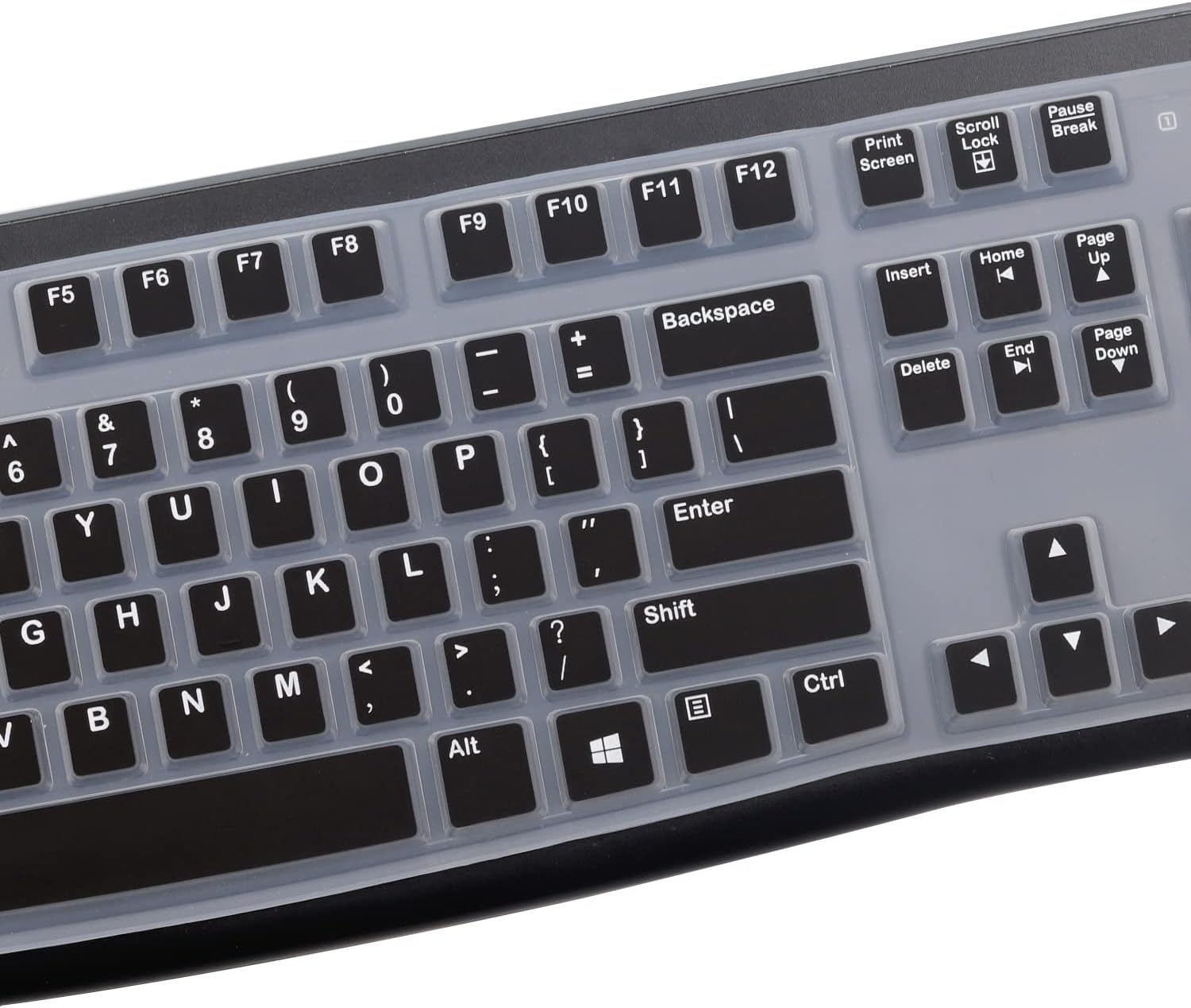 Silicone Keyboard Cover for Logitech K120 & MK120 Ergonomic Desktop USB Wired Keyboard, Logitech K120 & MK120 Keyboard Protective Skin US Layout (NOT Fit Other Model) -Black