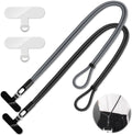 2 Pack Phone Lanyard,2×Phone crossbody strap,4×Tether Tabs,Universal Cell Phone Multifuctional Patch Polyester Lanyards,Cell Phone Lanyards for Women and Men(balck+grey)