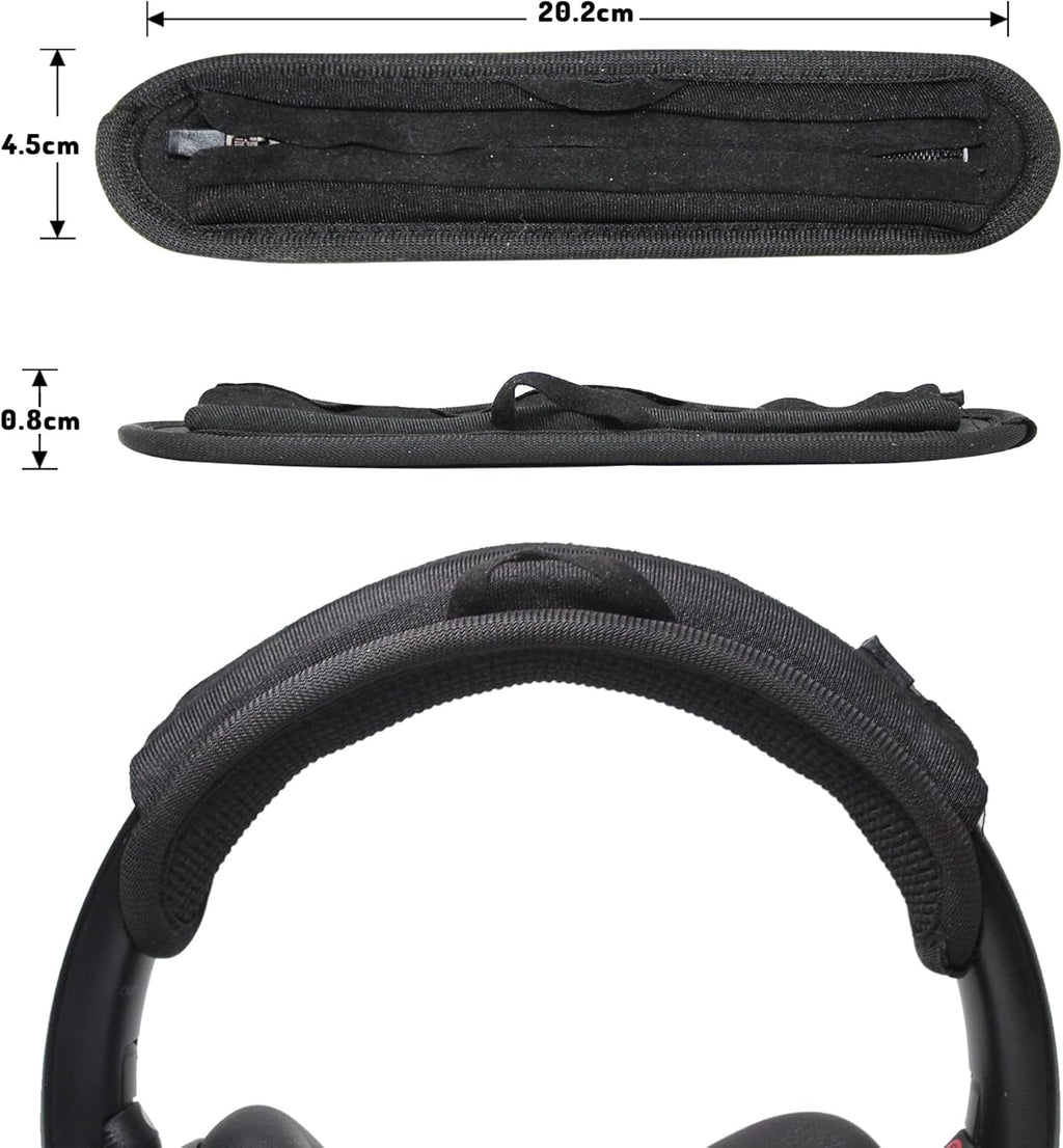 Adhiper Universal Headphone Headband Cover for Sony Beats Bose Soundcore HyperX ATH Skullcandy JBL Jabra, Headband Cover Cushion Protector for Sony XM4, XM5 & Beats Studio Pro/Solo4 Headphones - Black