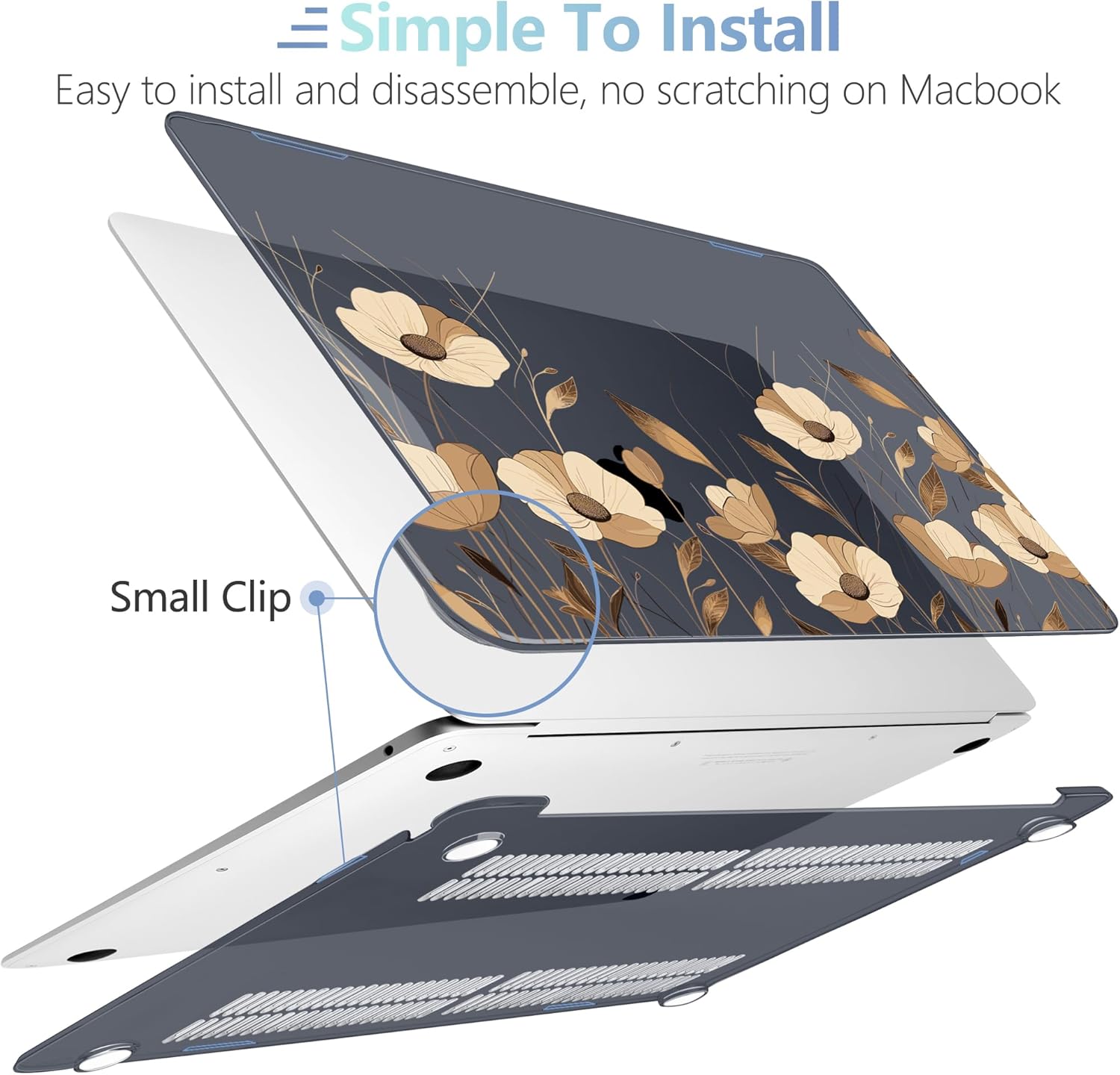 MEEgoodo for MacBook Air 13.3 inch Case 2021 2020 2019 2018 A2337 M1 A2179 A1932, Laptop Shell for MacBook Air M1 with Keyboard Webcam Cover & Trackpad Film & Type C Adapter,A Bouquet Flowers
