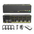 eKL HDMI KVM Switch 4 in 2 Out Dual Monitor Extended Display 4K@60Hz 4:4:4 with Audio and USB 2.0 Hub Sharing PC Monitor Keyboard Mouse Switcher