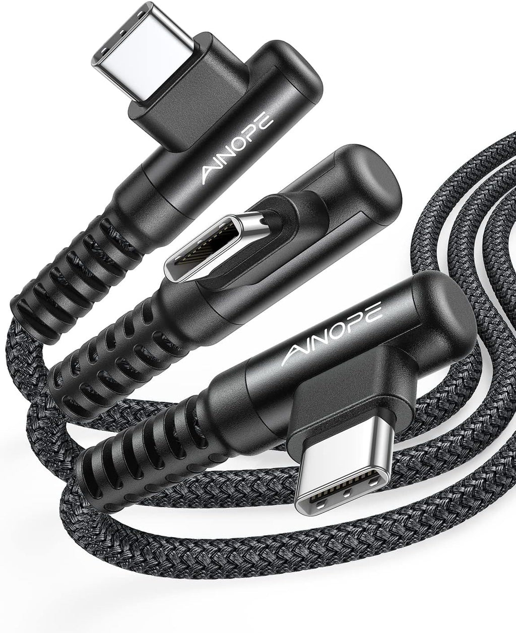 AINOPE Right Angle USB Type C Cable [3-Pack 3.3ft/6.6ft/10ft] 3.1A Fast Charging USB to USB C Cable, Nylon Braided USB C Charging Cable Compatible with Galaxy S21+ Ultra, iPad mini/Air/Pro, Pixel 6X