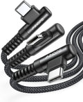 AINOPE Right Angle USB Type C Cable [3-Pack 3.3ft/6.6ft/10ft] 3.1A Fast Charging USB to USB C Cable, Nylon Braided USB C Charging Cable Compatible with Galaxy S21+ Ultra, iPad mini/Air/Pro, Pixel 6X