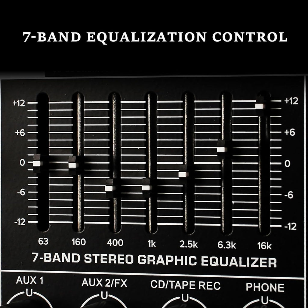 Audio Mixer 8 Channel Professional Mixer Console with 320 DSP Effects, 7-band EQ Sound Mixing Board Digital DJ Mixer w/USB Bluetooth MP3 for Recording, Independent 48V Power & Mute Button