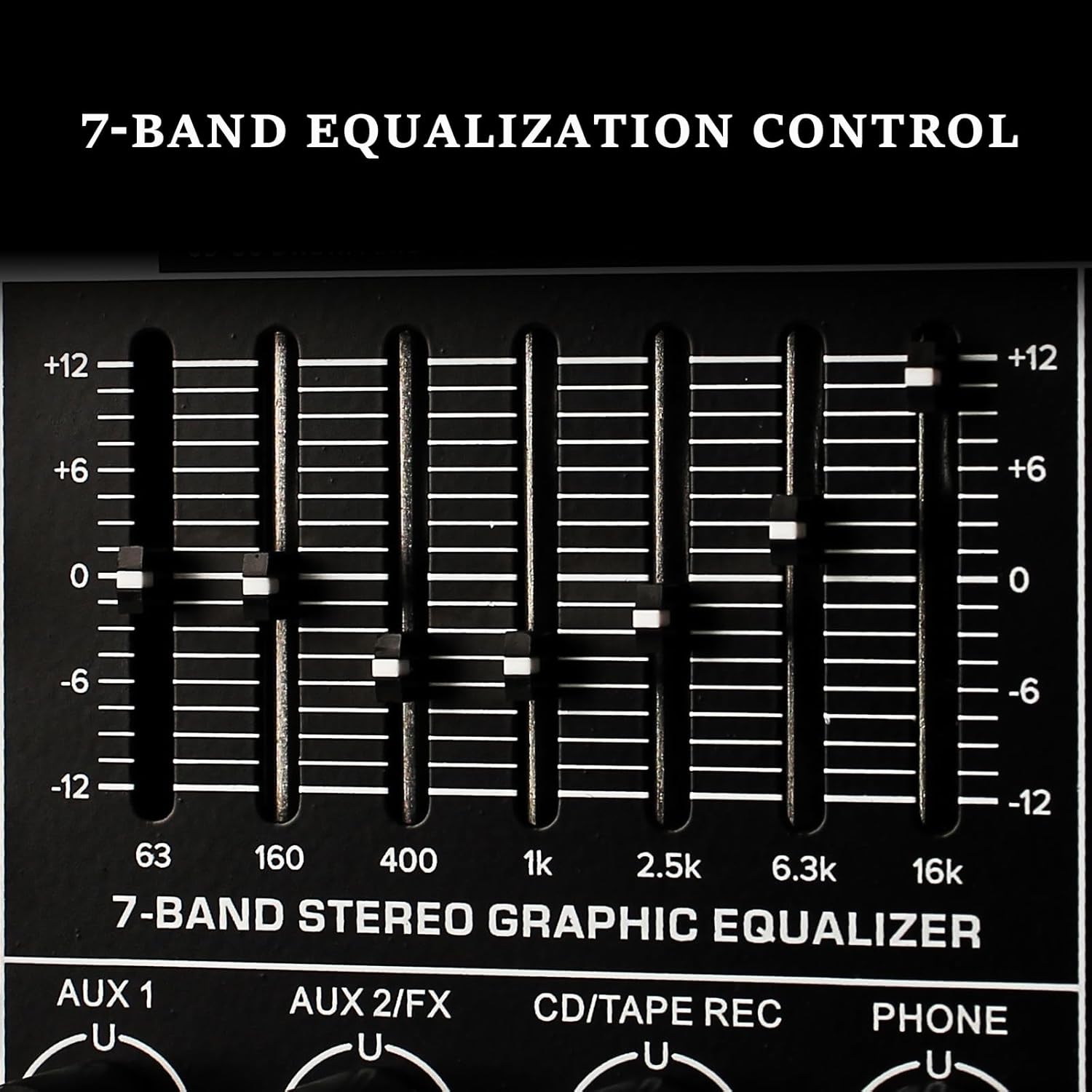 Audio Mixer 6 Channel Professional Mixer Console with 320 DSP Effects, 7-band EQ Sound Mixing Board Digital DJ Mixer w/USB Bluetooth MP3 for Recording, Independent 48V Power & Mute Button